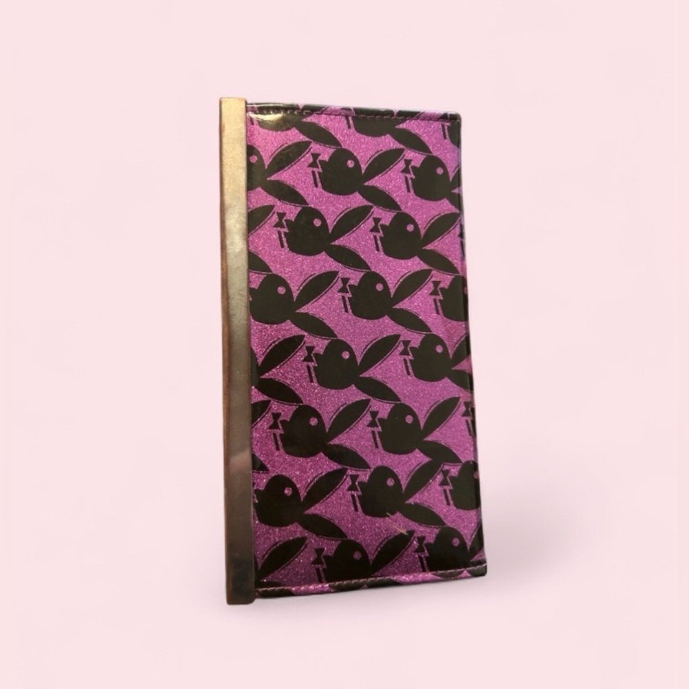 Playboy Glitter Frame Wallet Y2K Purple Black Clutch